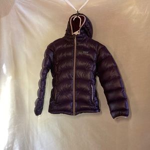 Purple Patagonia down hoody jacket